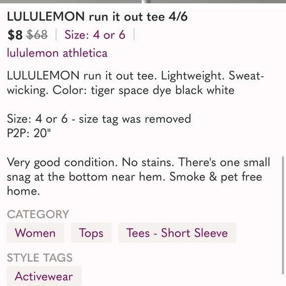 - Lululemon Run it out tee - Picture 7 of 7